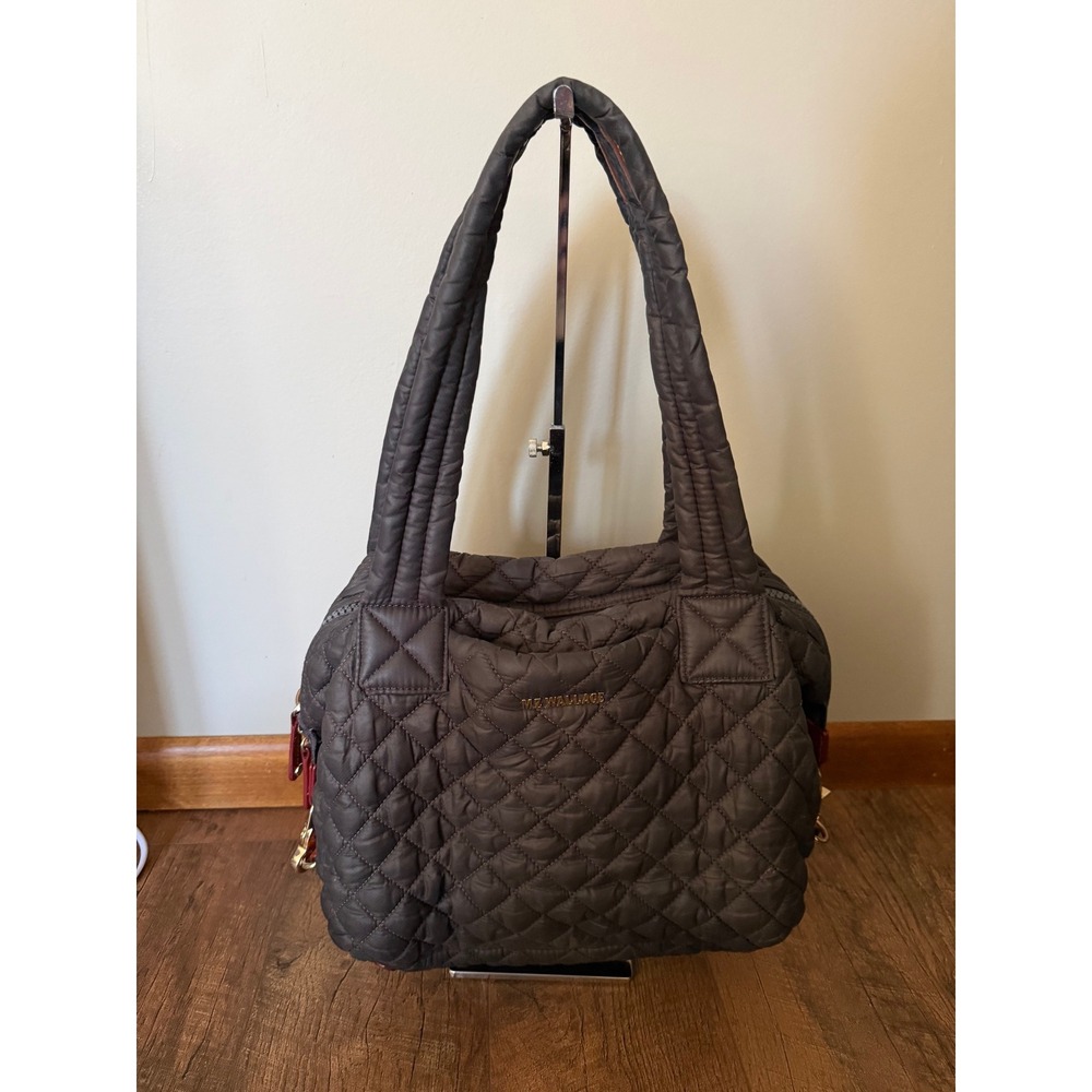 MZ Wallace Sutton Quilted Tote Bag Women Medium Grey Puffer Lightweight